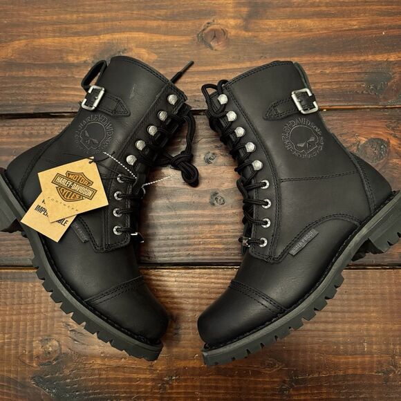 Harley Davidson Women's Leather Waterproof Balsa Skull Riding Boots - Picture 5 of 9